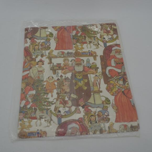 4 Lot Christmas Wraps-Up Santa's Workshop 2 24"x30" Sheets - Picture 8 of 16
